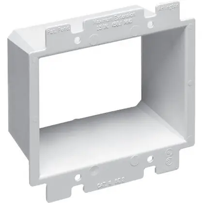Box Extender, 2-Gang, Depth: 1-1/2", White, Non-Metallic Limited Time