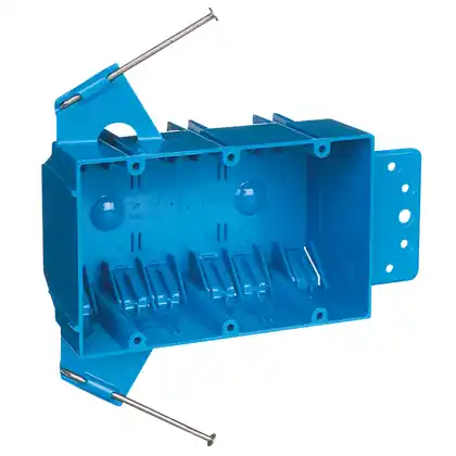 Must Have Switch/Outlet Box with Bracket, 3-Gang, Depth: 2-11/16", Nail-On, Non-Metallic