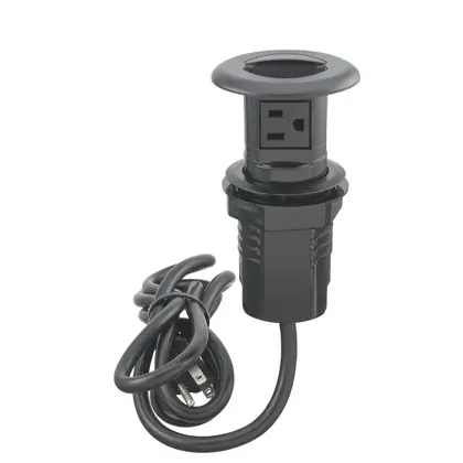 Trending Retractable Work Surface Receptacle, With 6' AC Power Cord, Black