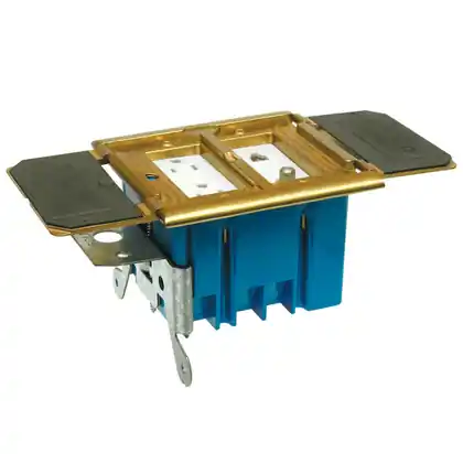 Adjustable Floor Box, 2-Gang, Type: GFCI Receptacles, Depth: 3" Must Have
