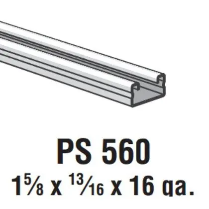 Steel Shallow Strut, 1-5/8" x 13/16" x 16 Ga, 10 Ft Worldwide Shipping